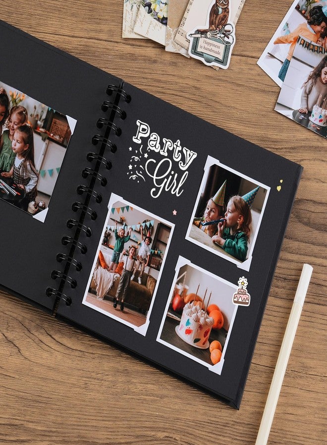 potricher 7 x 7 Inch DIY Scrapbook Album 40 Pages Hardcover Kraft Paper Scrap Book Photo Albums Memory Book for Wedding and Anniversary Family (Black, 7 Inch) - Image 3